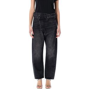 R13 Women's Asymmetrical Waist Jeans Women KESSAIR BLACK Pants